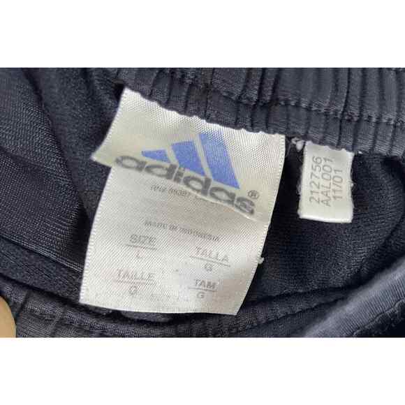 VTG Adidas Track Pants Mens L Y2K 00s Side Snap‎ 3 Stripe Black - Picture 8 of 8